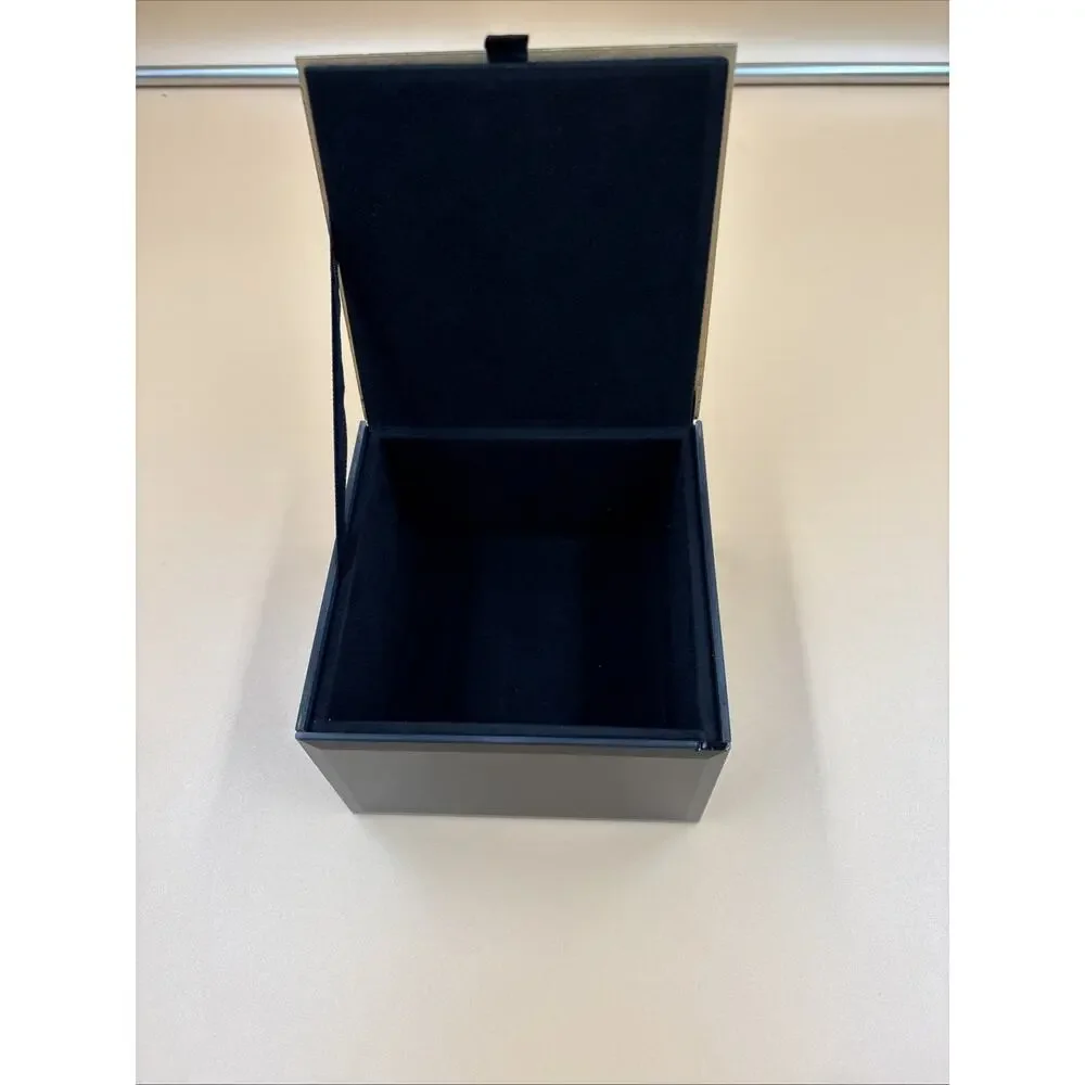 Bebe Monogram Letter K Trinket Jewelry Box Black Gold Art Deco Design Glam